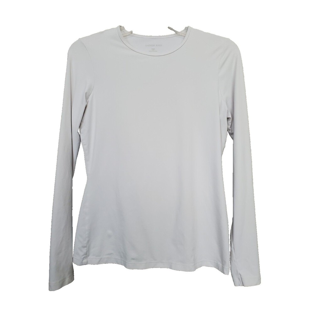 Lands' End Women's White Long Sleeve Rash Guard Swim Tee Size XS Long